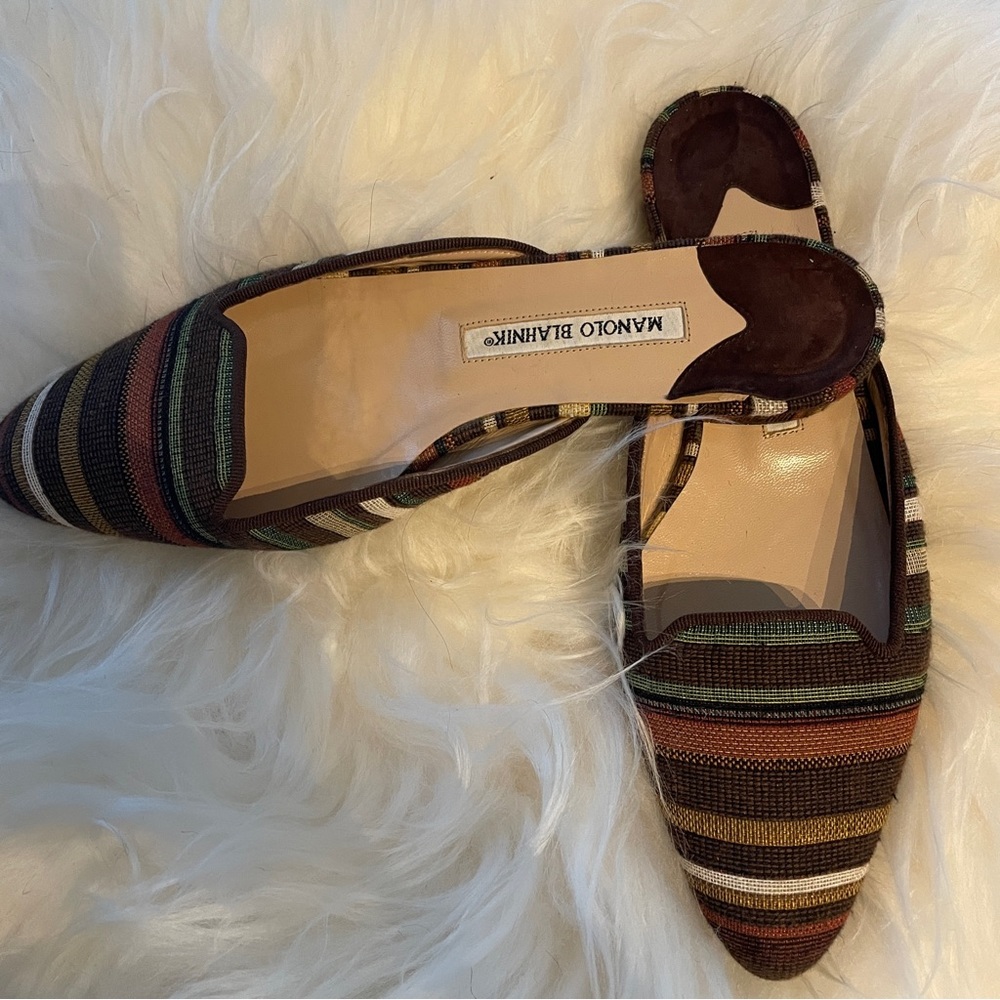 Manolo Blahnik multiple color striped Mule size 37.5